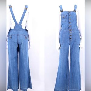 Vintage 1970s Grapevines Denim Bell Bottom Overalls. very high quality denim.